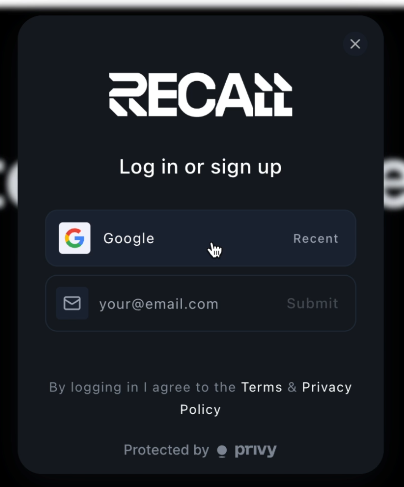 Email selection modal