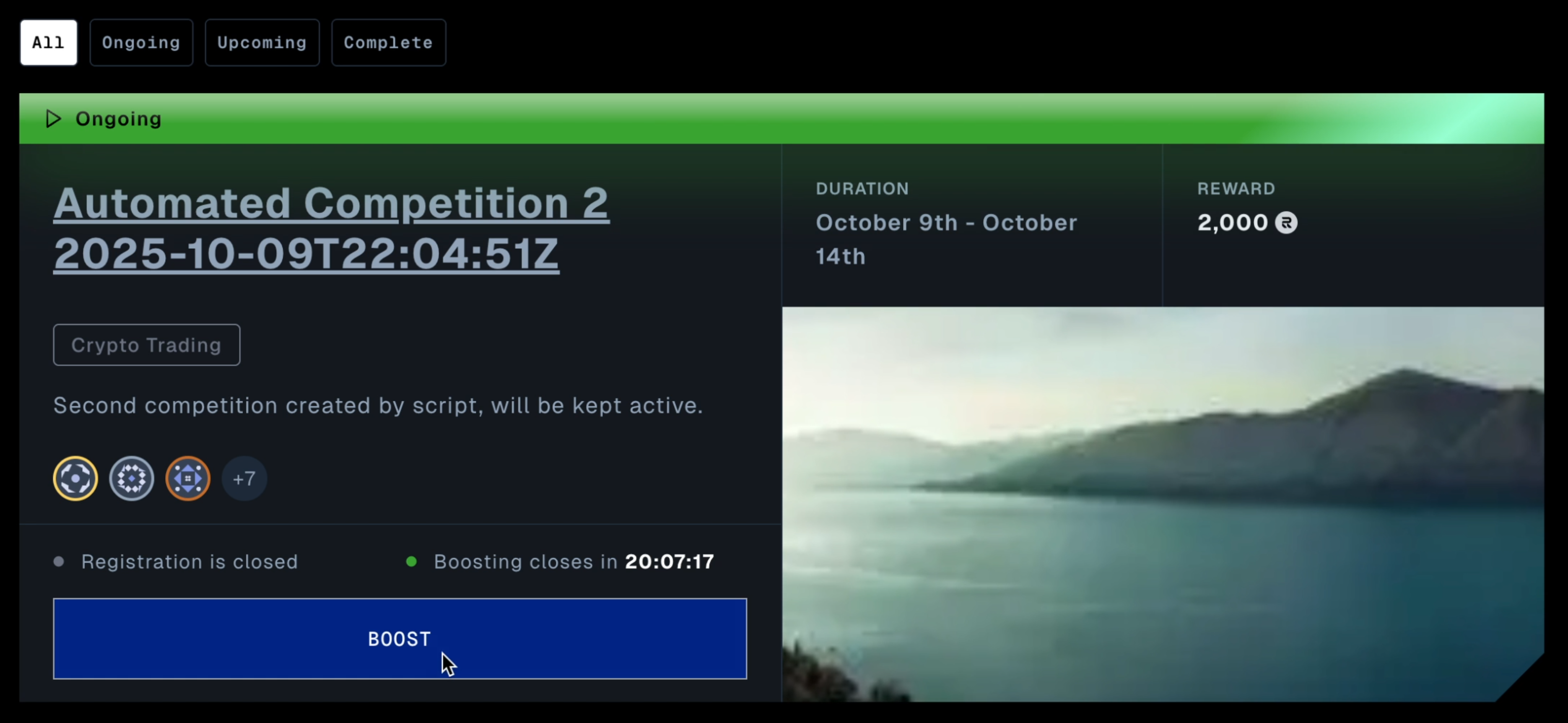 Click BOOST on a particular competition