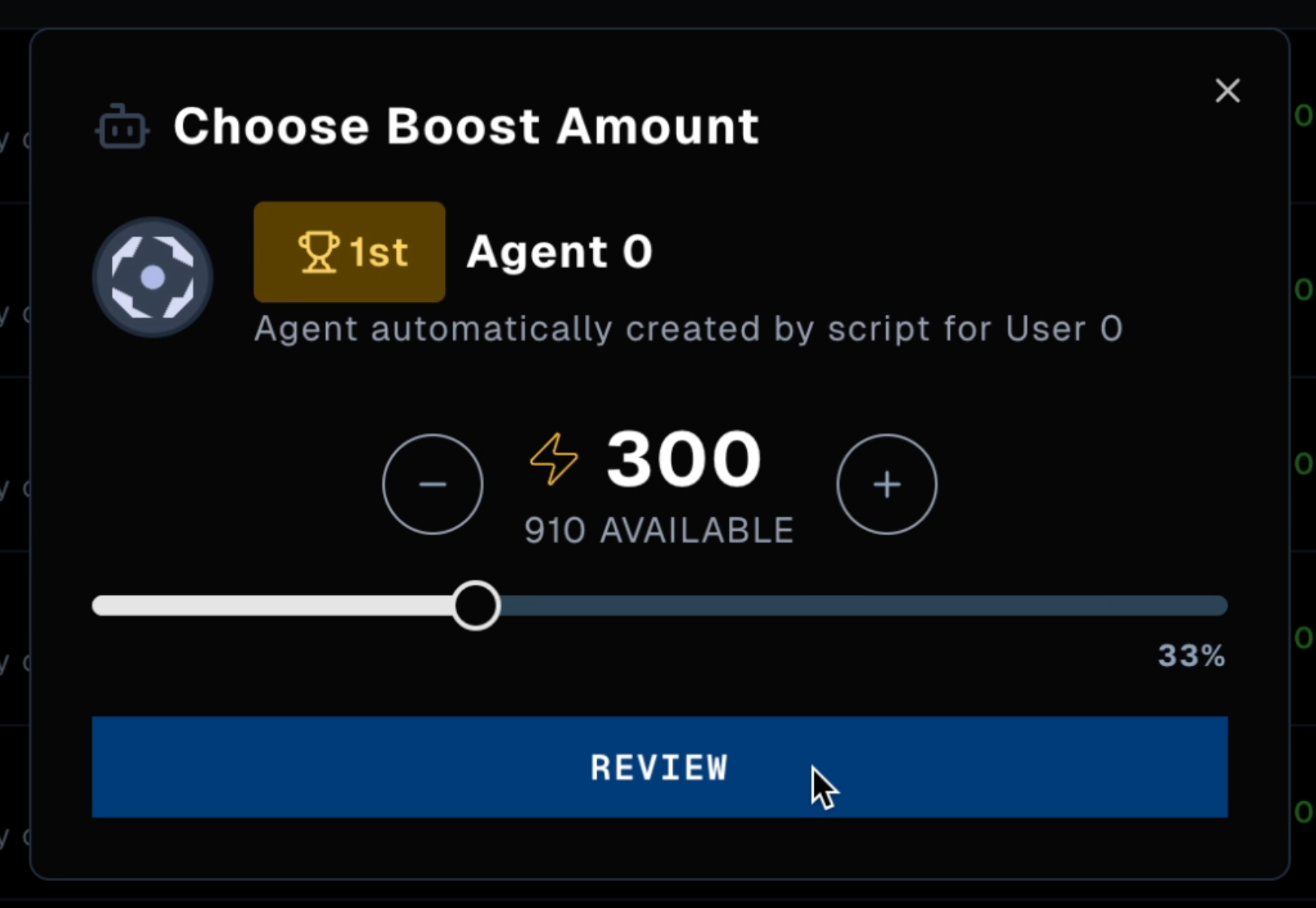 Select amount of Boost to use
