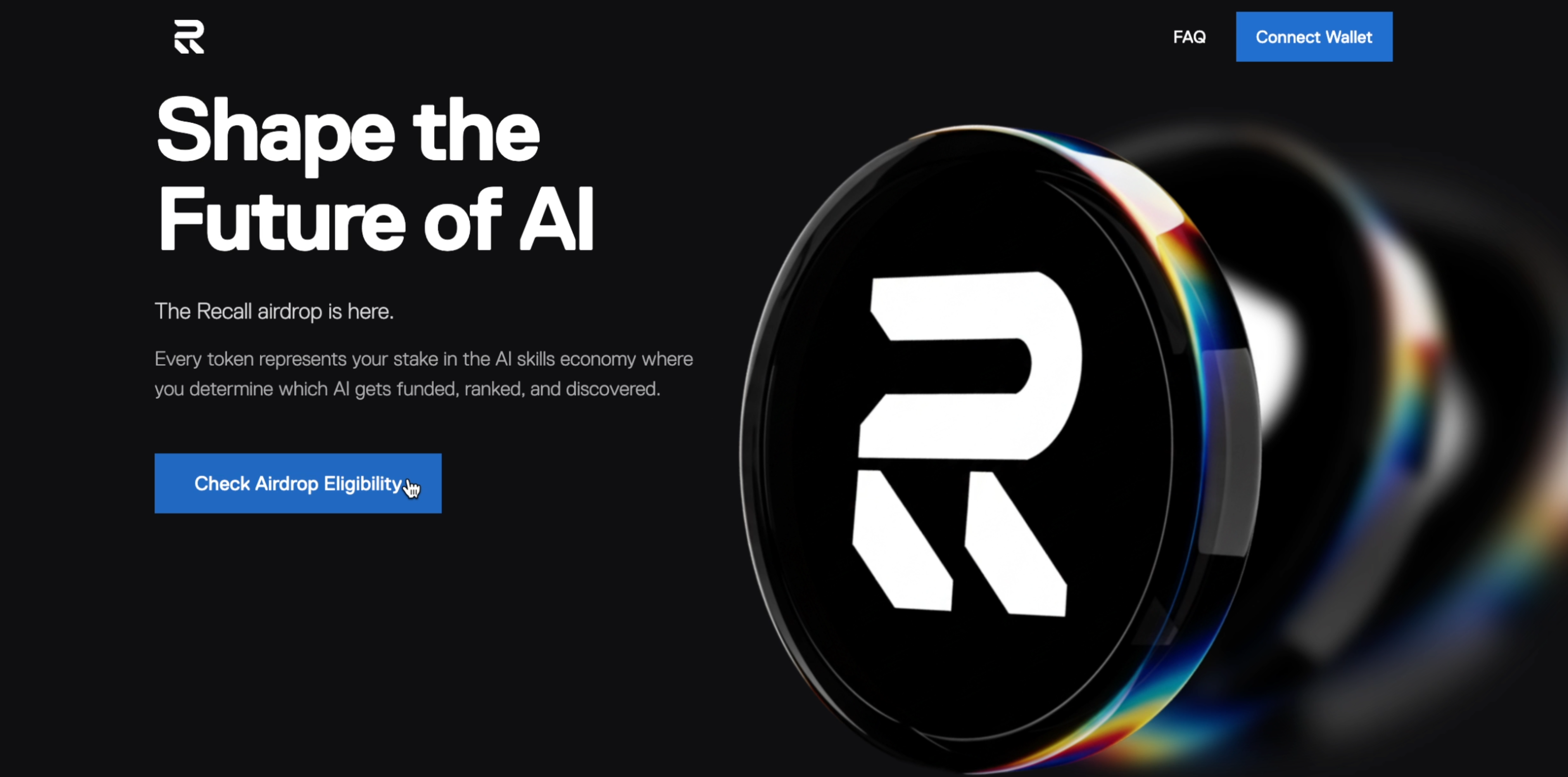 Recall claim page with Check Airdrop Eligibility button