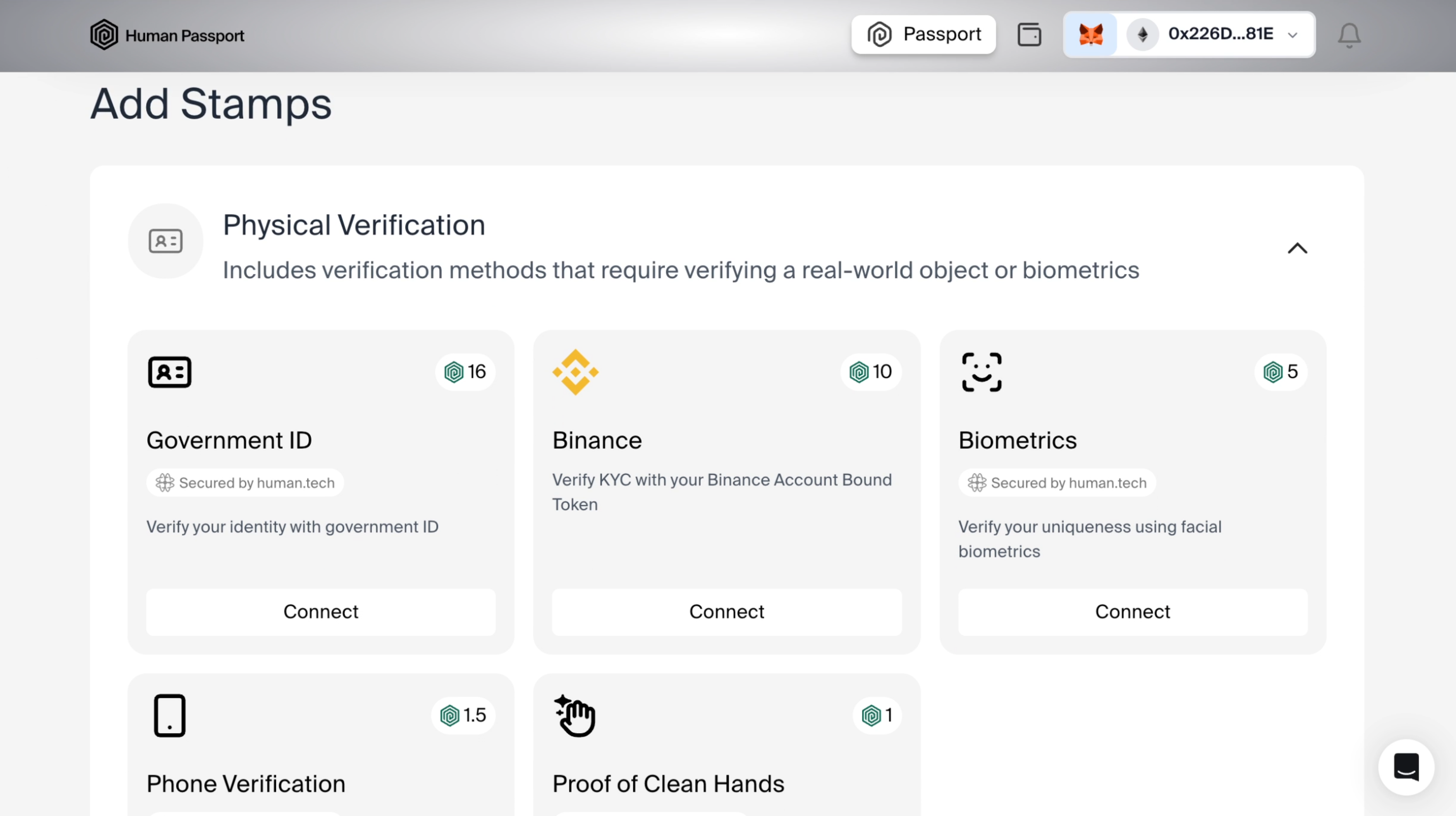 Physical verification stamps options