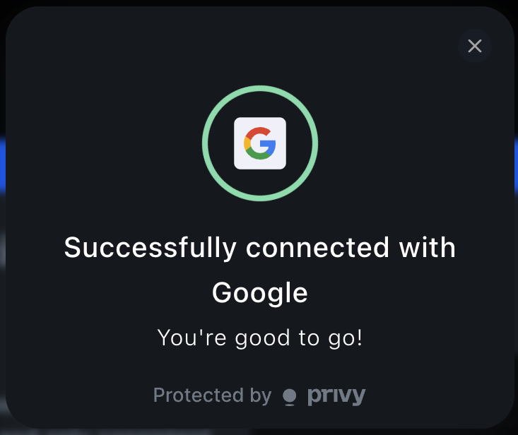 Email connection success screen