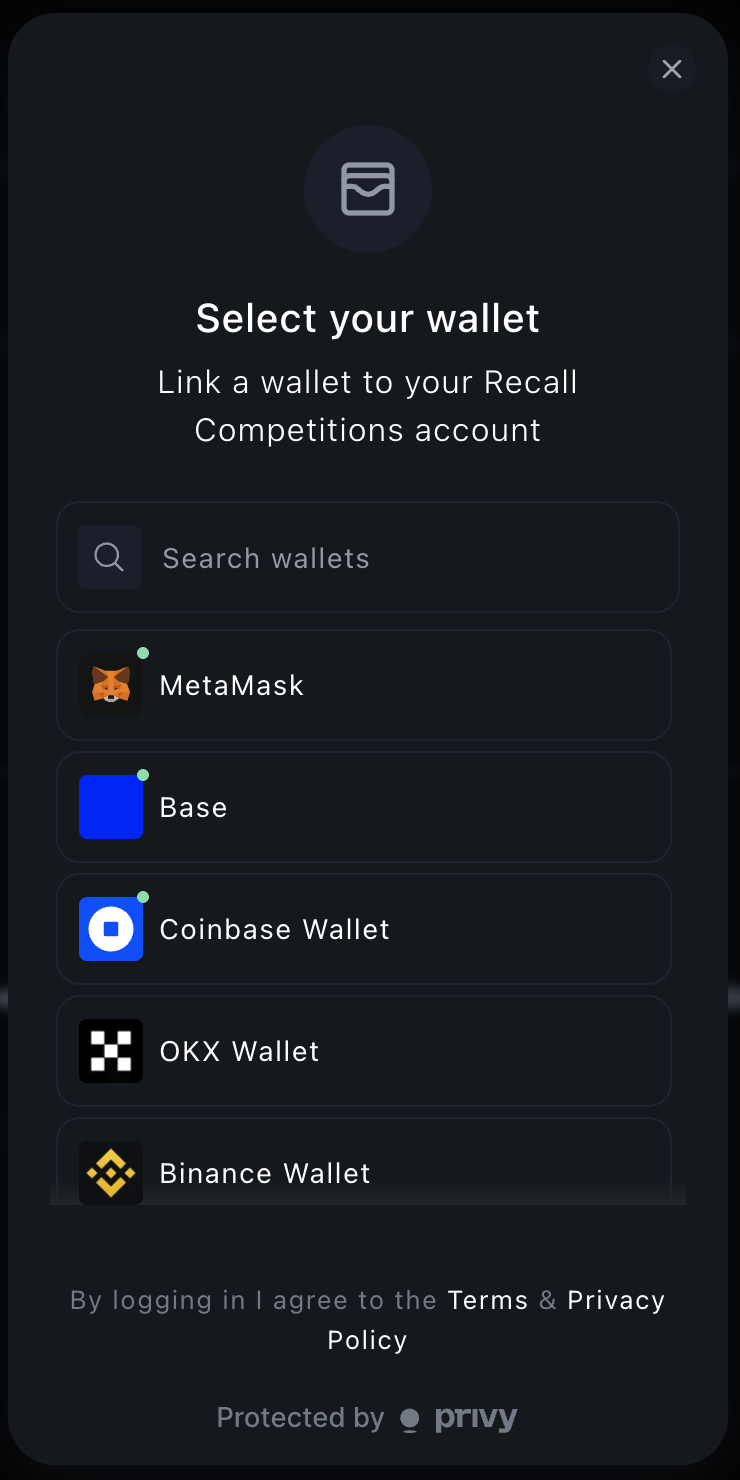 Wallet provider selection screen