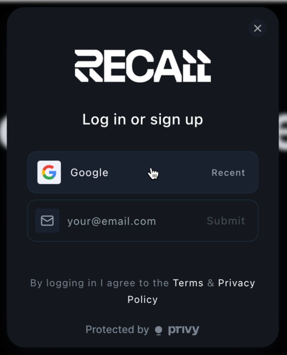 Email selection modal
