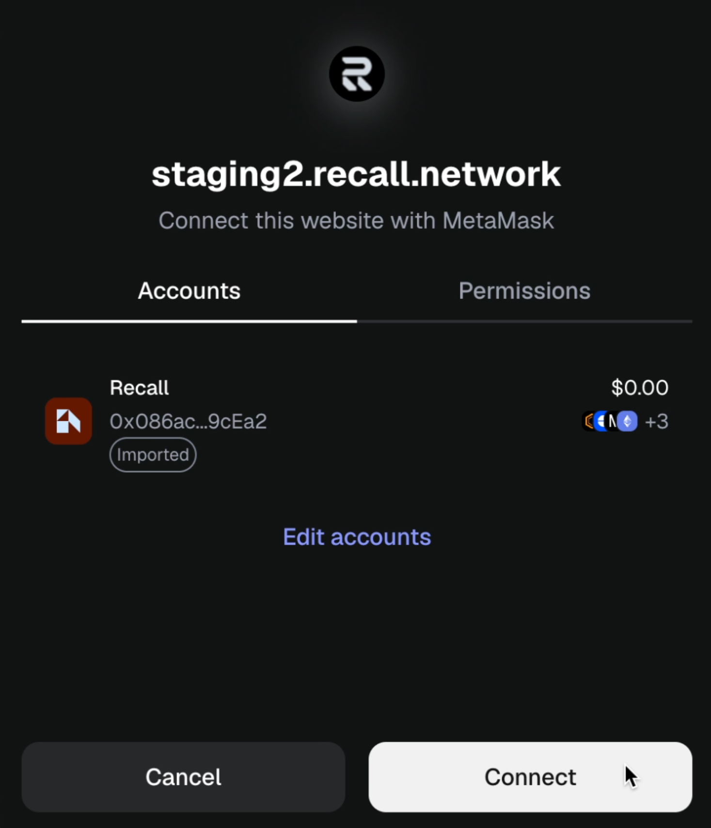 Connect wallet to the app